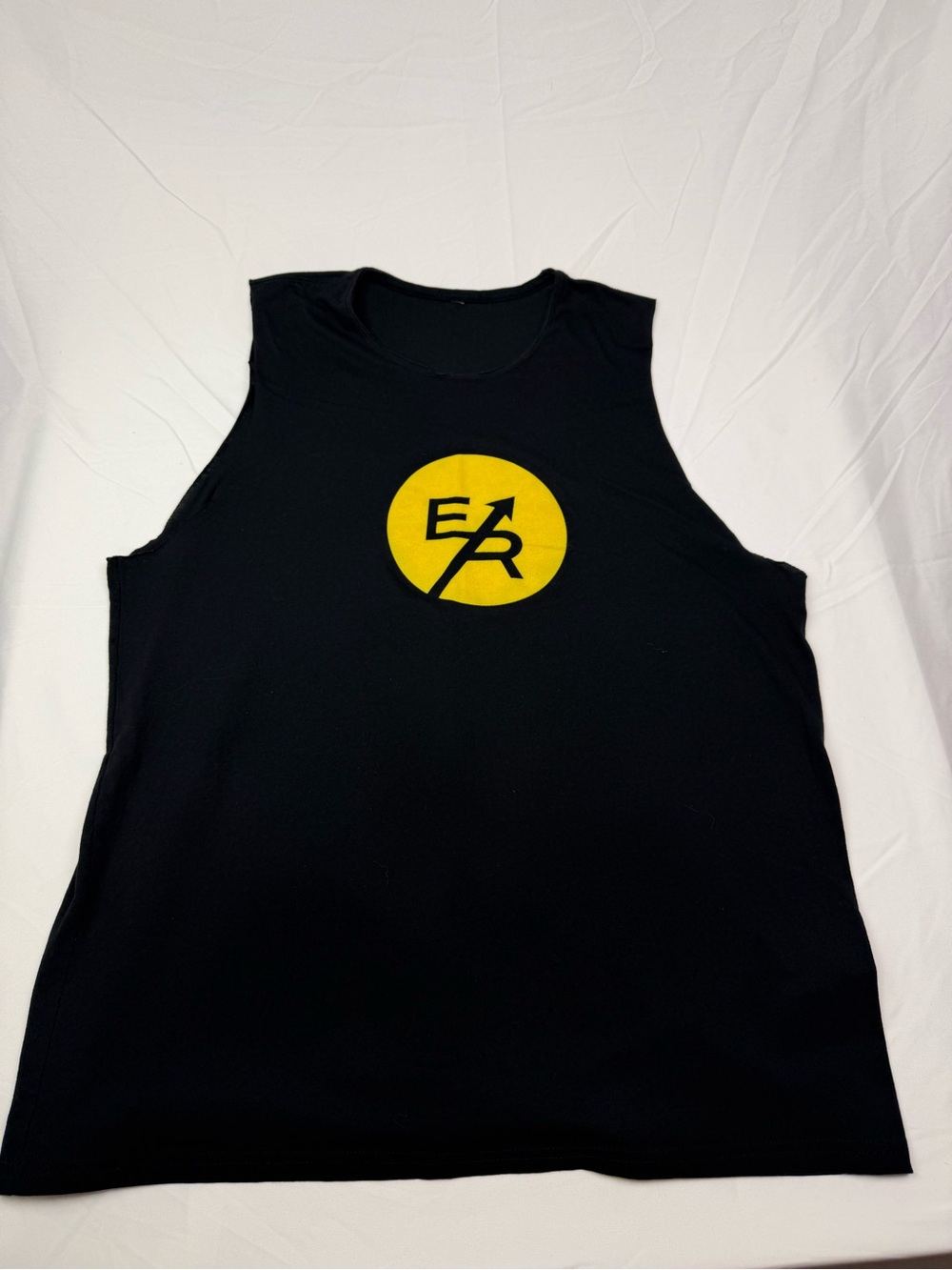 Men's Black Sleeveless Graphic Shirt with Yellow Logo